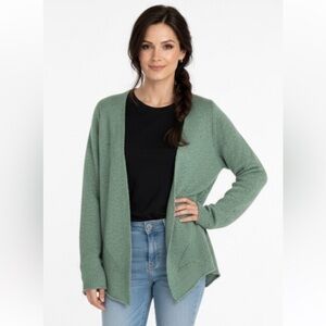 EILEEN FISHER Cardigan Sweater Green Chunky Slouchy Button Boyfriend